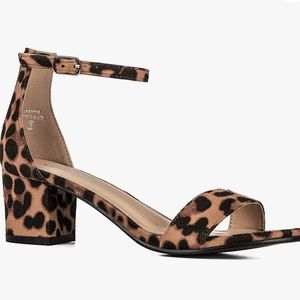 Strappy leopard print heels